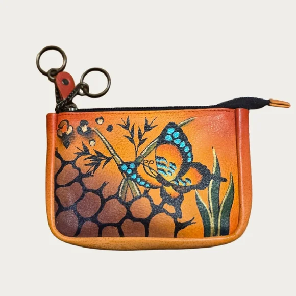 Anuschka Artistic Orange Key Holder Pouch EUC - Picture 3 of 8